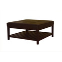 Dark Brown Square Full Leather Ottoman