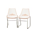 Jupiter White and Orange Plastic Modern Dining Chair 
