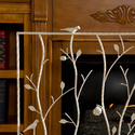 Bird and Branch Antique White Fireplace Screen