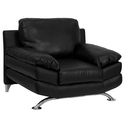 HERCULES Excel Series Plush Black Leather Chair with Curved Feet