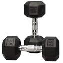 Rubber Coated Hex Dumbbell with Contoured Chrome Handle 