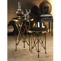Polished Stone Top Brass Accent Table