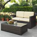 Palm Harbor 2 Piece Outdoor Wicker Seating Set - Loveseat & Glass Top Table