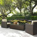 Palm Harbor 3 Piece Outdoor Wicker Seating Set - Two Outdoor Wicker Chairs & Glass Top Table