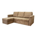 Linden Tan Microfiber Convertible Sectional / Sofa Bed LFC