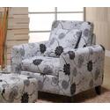 Marietta Black & White Floral Pillow Back Club Chair