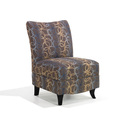 Malibu Armless Club Chair, Brown/ Blue Swirl Fabric