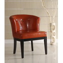 Ovation Tufted Leather Stationary Club Chair W/ Ebony Wood Finished Legs
