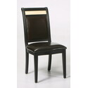 Brown 100% Leather Side Chair W/ Marble Inlay  2 Pack