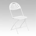 HERCULES Series 800 lb. Capacity White Plastic Fan Back Folding Chair
