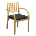 Wood Visitors Chair with Criss-Cross Back and Upholstered Seat