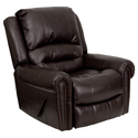 Plush Brown Leather Rocker Recliner [MEN-DSC01056-BRN-GG]