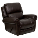 Plush Brown Leather Rocker Recliner [MEN-DSC01072-BRN-GG]