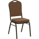 HERCULES Series Crown Back Stacking Banquet Chair with 2.5'' Thick Seat - Gold Vein Frame