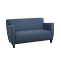 Custom Fabric Love Seat with Cherry Finish