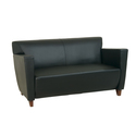 Leather Love Seat with Cherry Finish