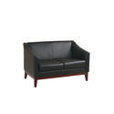 Vinyl Love Seat with Mahogany Finish