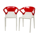 Swap White Plastic Modern Dining Chair with Red Backrest