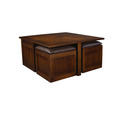 Nuance Lift Top Square Cocktail W/ottoman W/leather Top