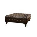 Pemberly Dark Brown Bonded Leather Square Ottoman