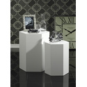 Set of two White Lacquer Hexagon Shape Accent Tables
