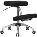 Mobile Ergonomic Kneeling Chair in Black Fabric with Silver Powder Coated Frame