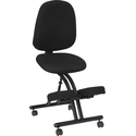 Mobile Ergonomic Kneeling Posture Chair in Black Fabric with Back