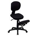 Mobile Ergonomic Kneeling Posture Task Chair in Black Fabric with Back