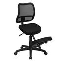 Mobile Ergonomic Kneeling Task Chair with Black Curved Mesh Back and Fabric Seat [WL-3425-GG]