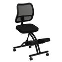 Mobile Ergonomic Kneeling Chair with Black Curved Mesh Back and Fabric Seat