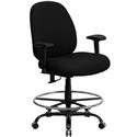 HERCULES Series 400 lb. Capacity Big and Tall Black Fabric Drafting Stool with Arms and Extra WIDE Seat