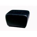 Black Full Leather Ottoman with Rounded Sides