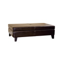 Sandusky Dark Brown Full Leather Cocktail Ottoman