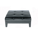Black Large Full Leather Square Cocktail Ottoman
