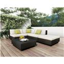 Park Terrace Textured Black 5 Piece Sectional Patio Set