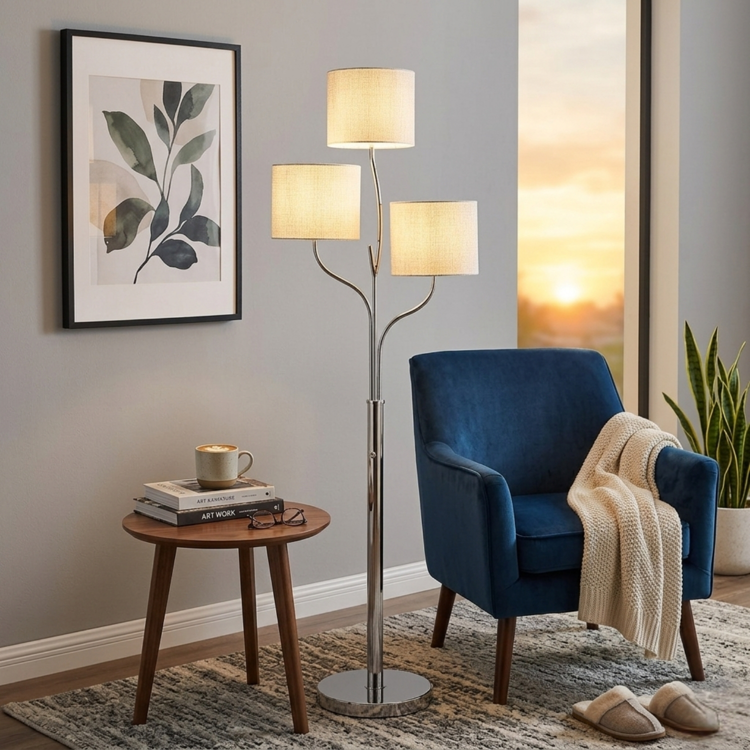 Triple Drum Shade Lamp
