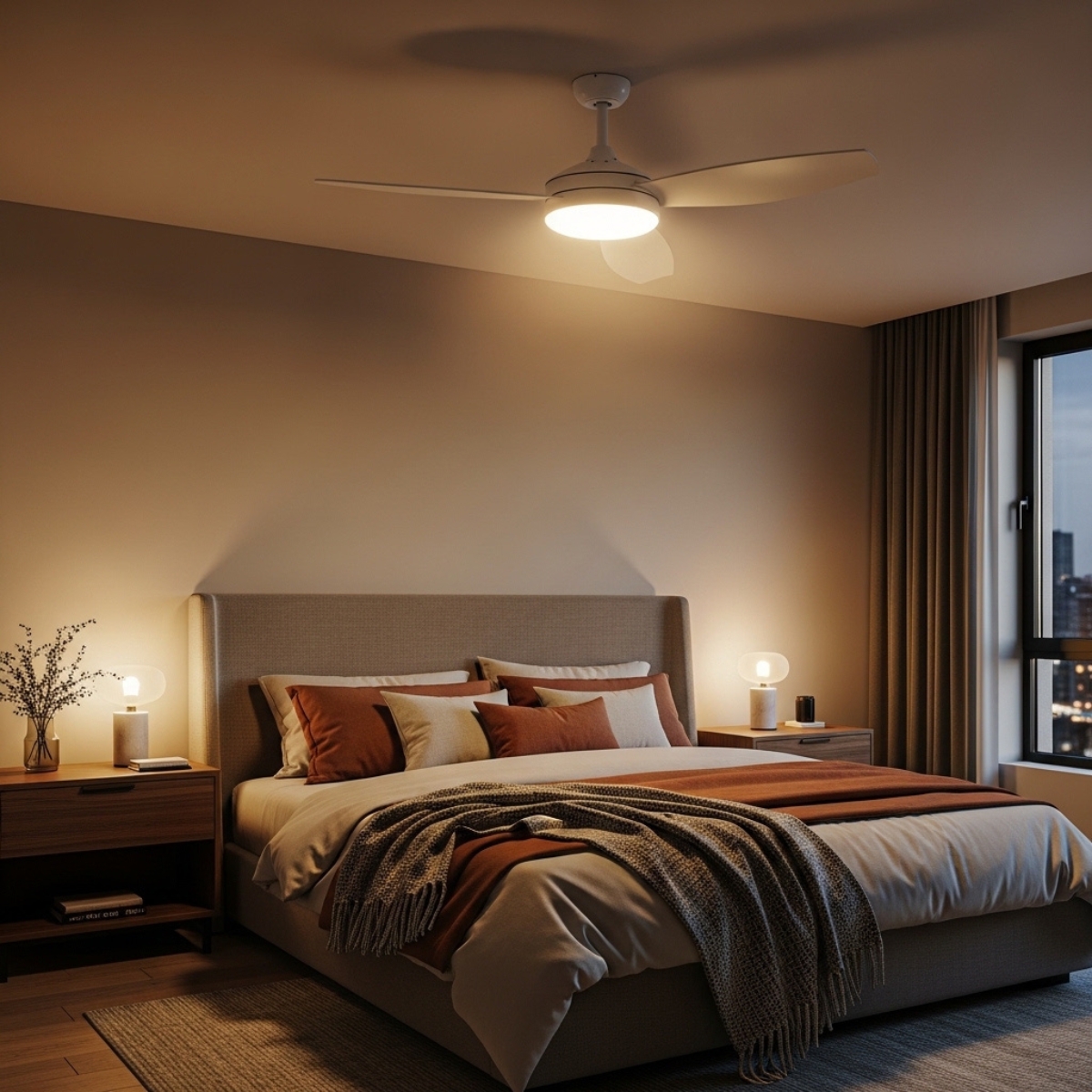 Aesthetic ceiling fan in bedroom