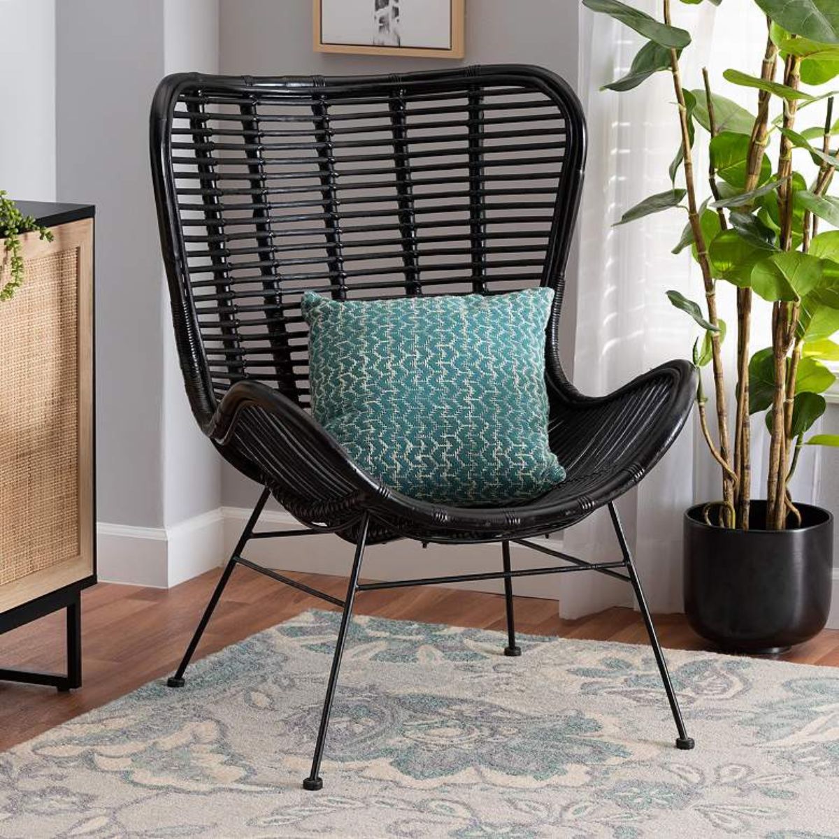 black rattan accent chair