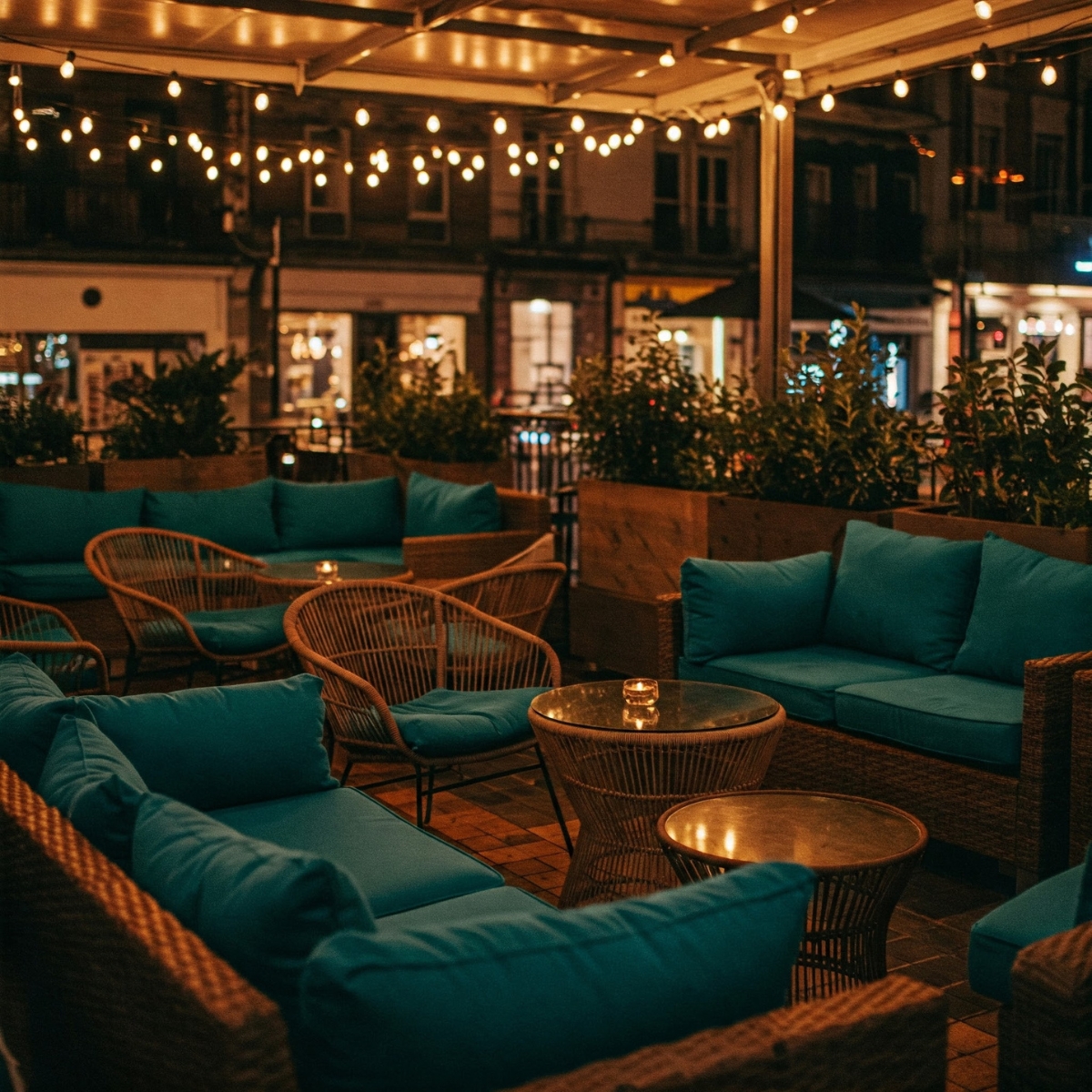 comfortable seating area for bar setup