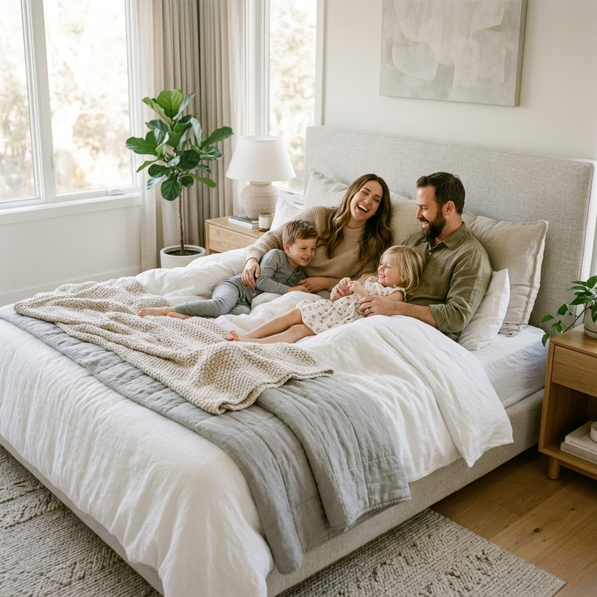 Luxurious king size bed with elegant bedroom decor