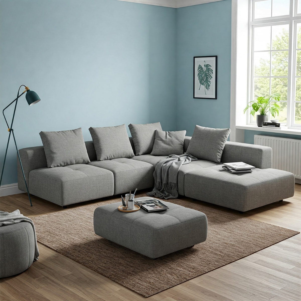 modular sectional with diagonal setup