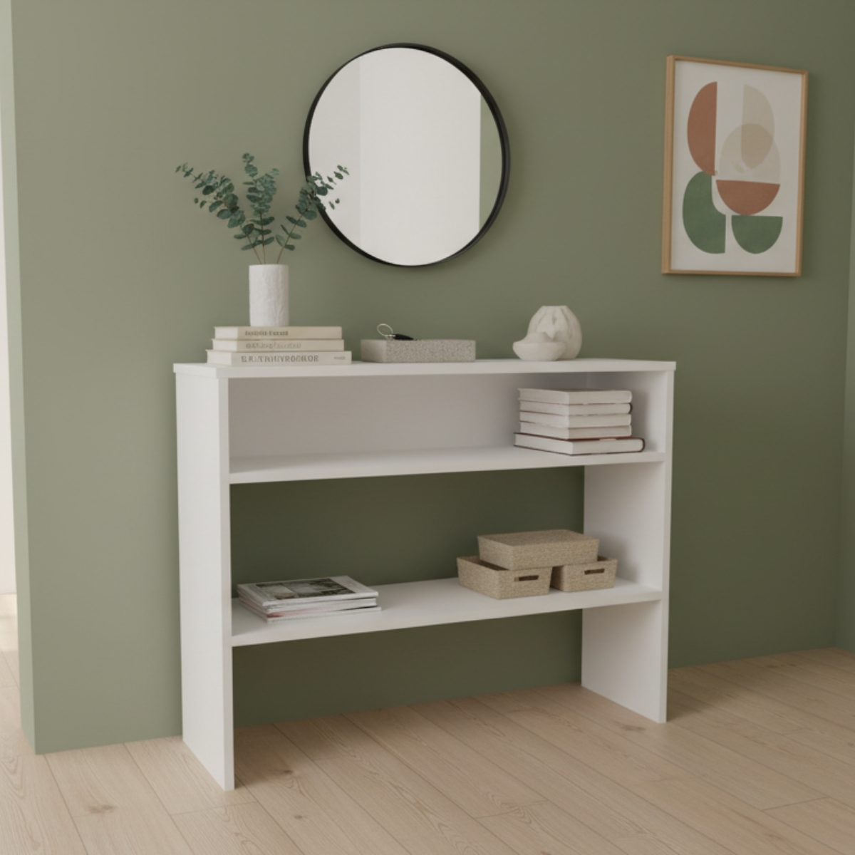Narrow hallway furniture solutions with smart storage