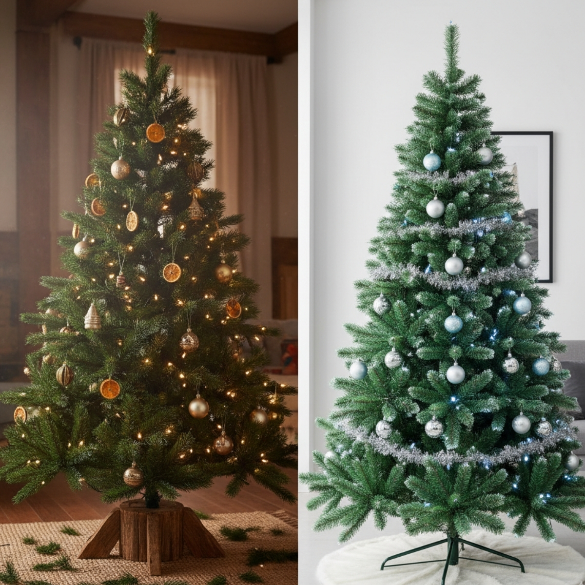 Comparison between real and artificial Christmas trees