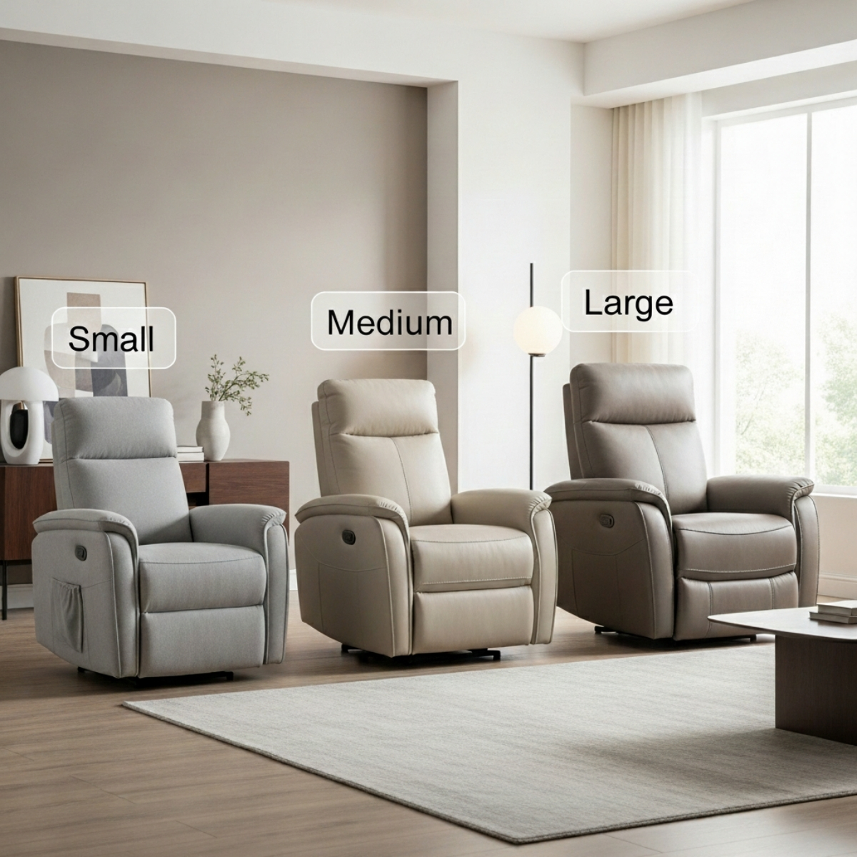 Recliner size comparison