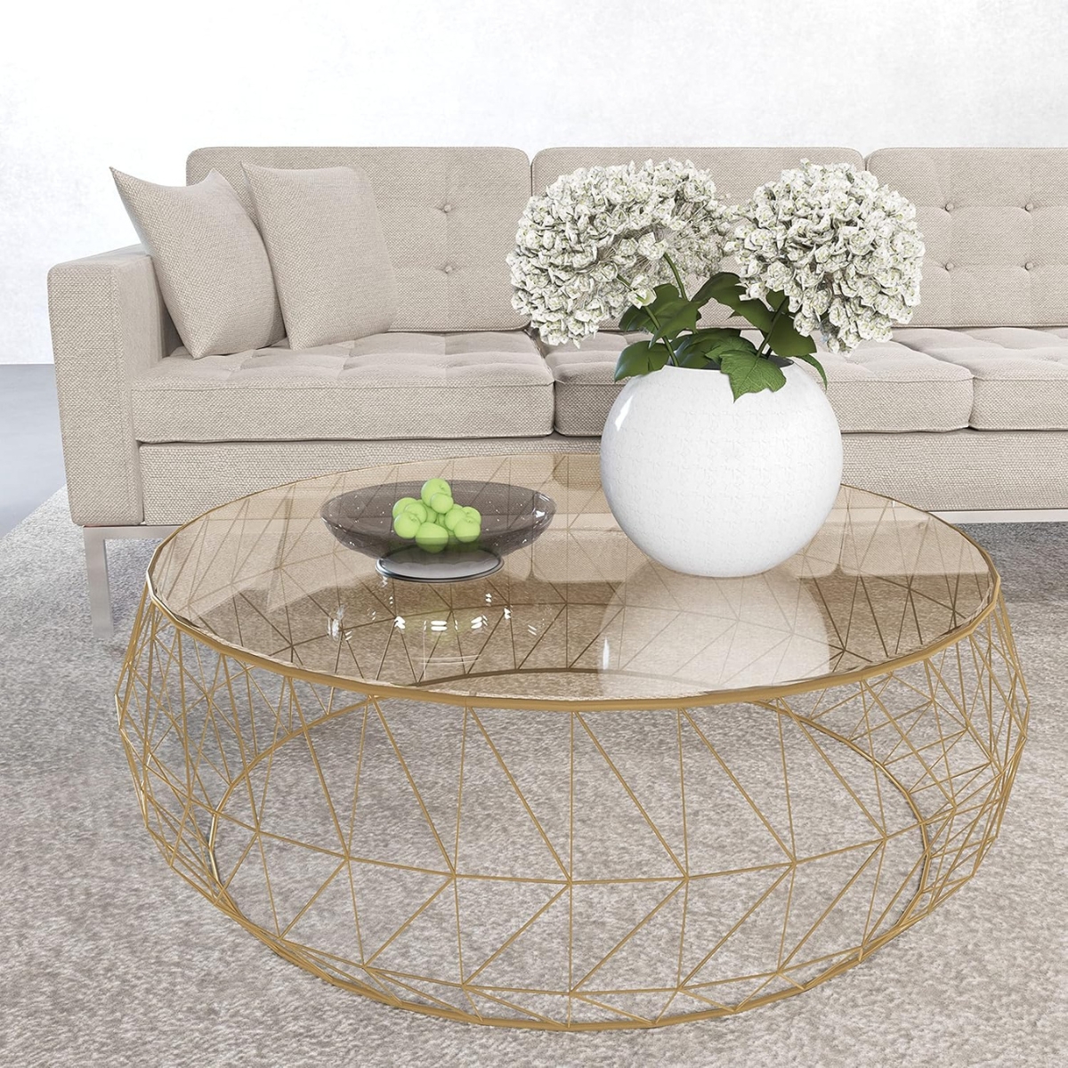 Round Glass Top Coffee Table
