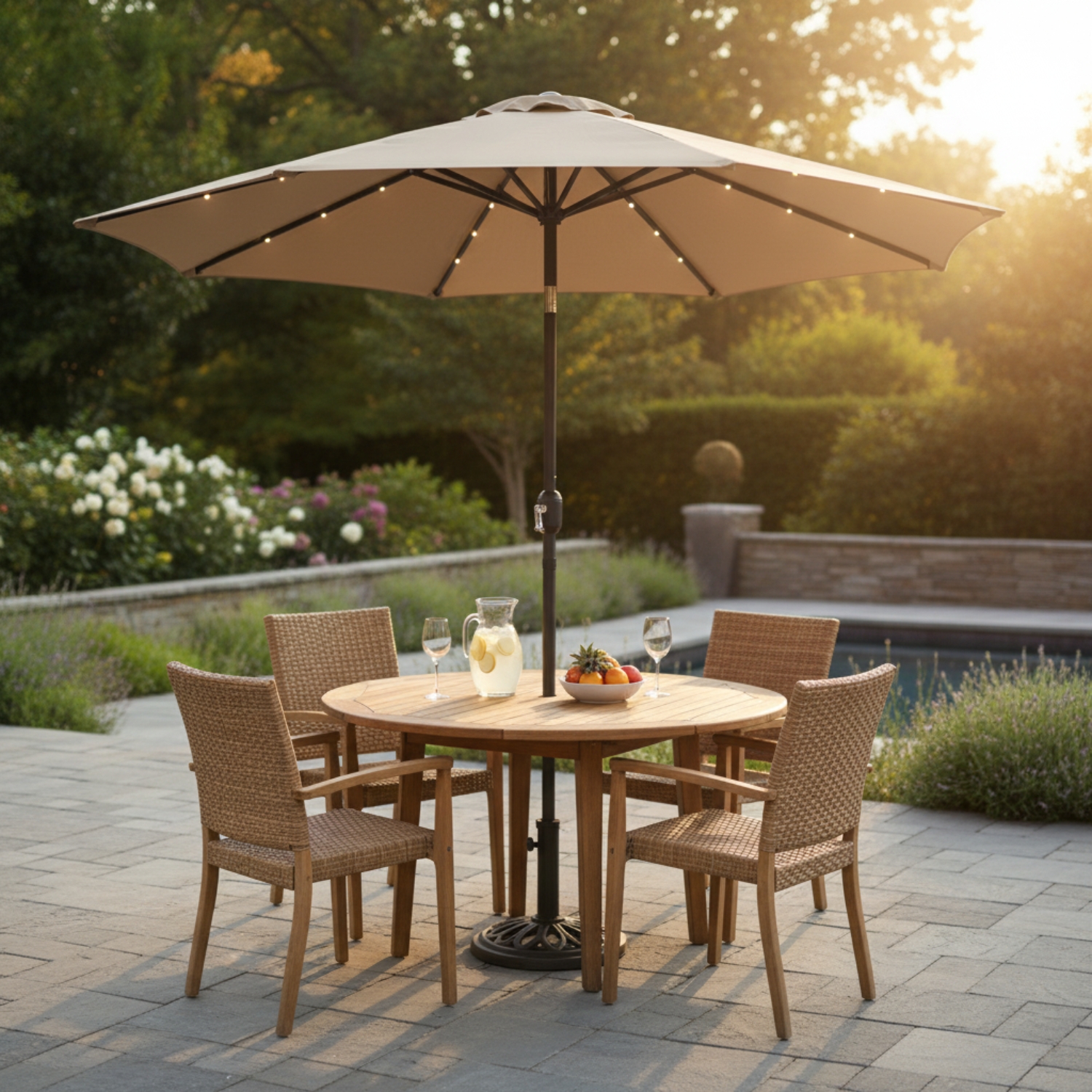 LeisureMod Solar Powered LED Patio Umbrella
