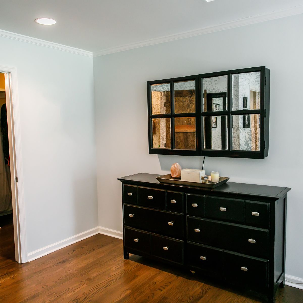 Vintage dresser with measurements being taken