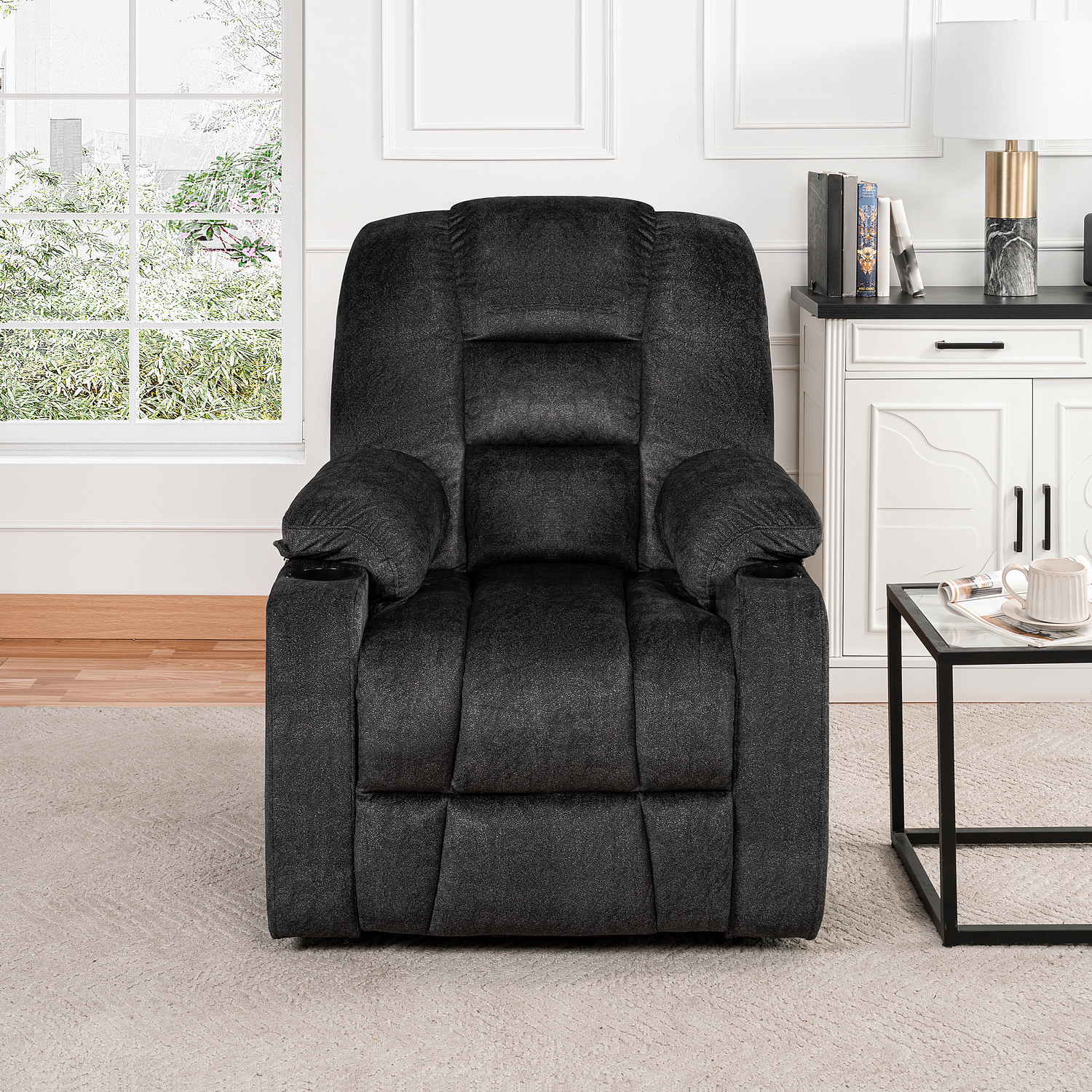 Naomi Home Doris Plush Power Lift Chair Recliner With Massage And Heat Black