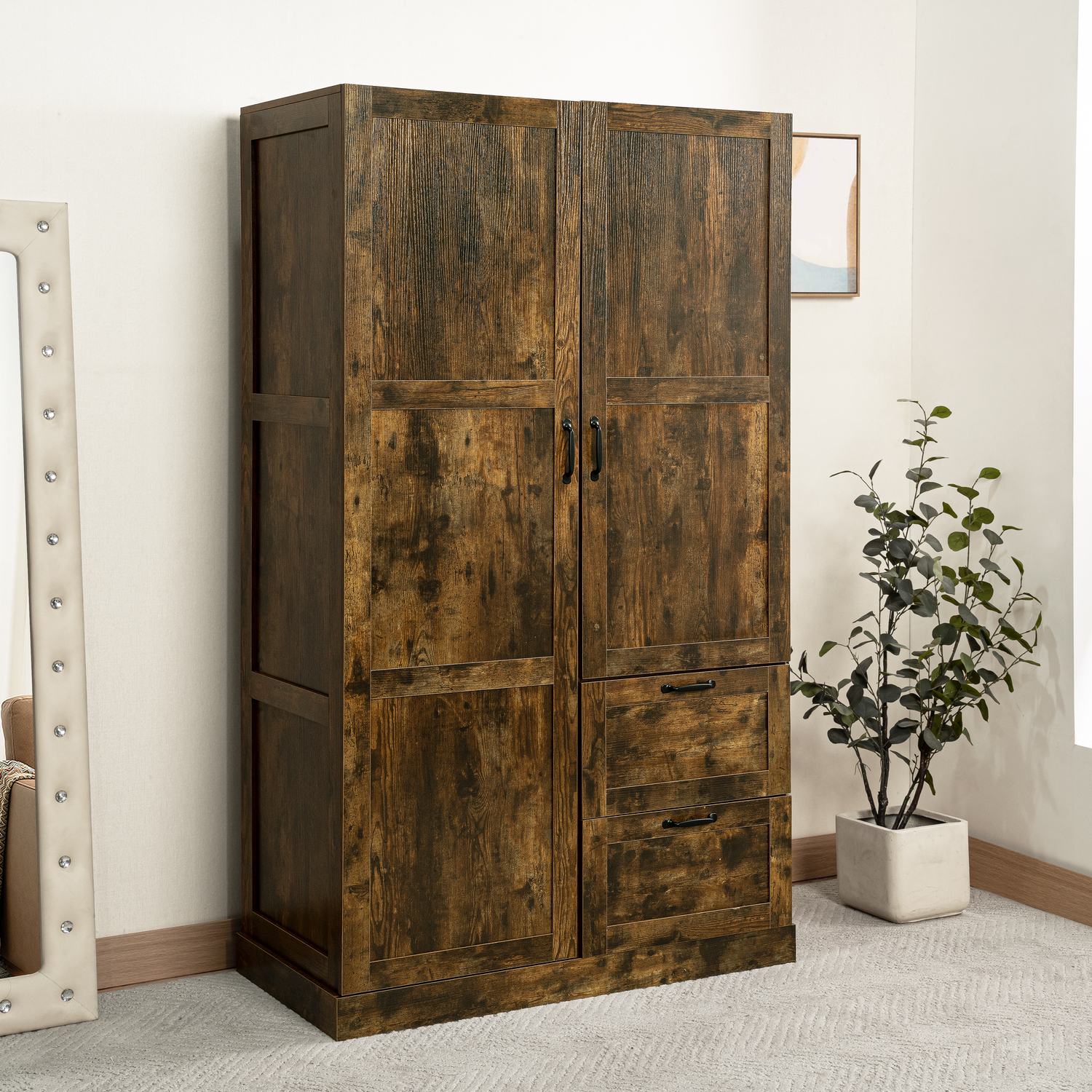 Naomi Home Rachel Traditional Kitchen Cabinet Rustic Brown