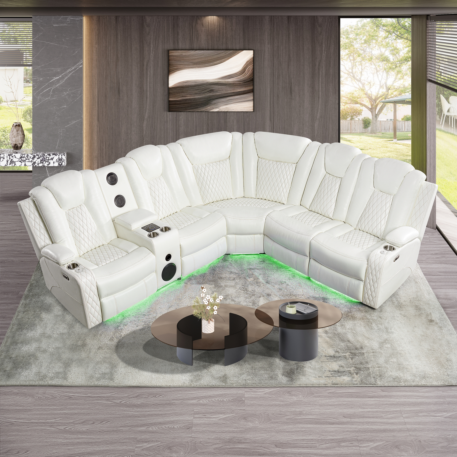 Chicago Corner sofa 6 Seater,Air Leather,White